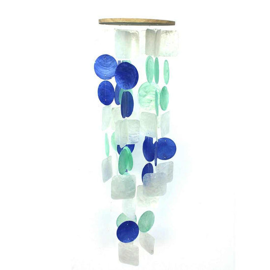 Mutli-Color Capiz Shell Wind Chime - White, Blue & Green