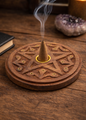 Carved Wood Pentacle Cone & Sitcks Incense Burner