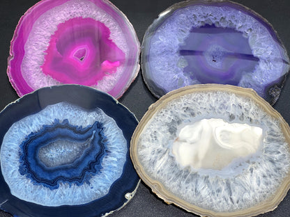 Large Round Circular Agate Slices (4 Pounds)(6.5 - 7.5 Inches)(Size #7) Four LBs Wholesale Pink Blue Teal Pink Purple Mixed Colors