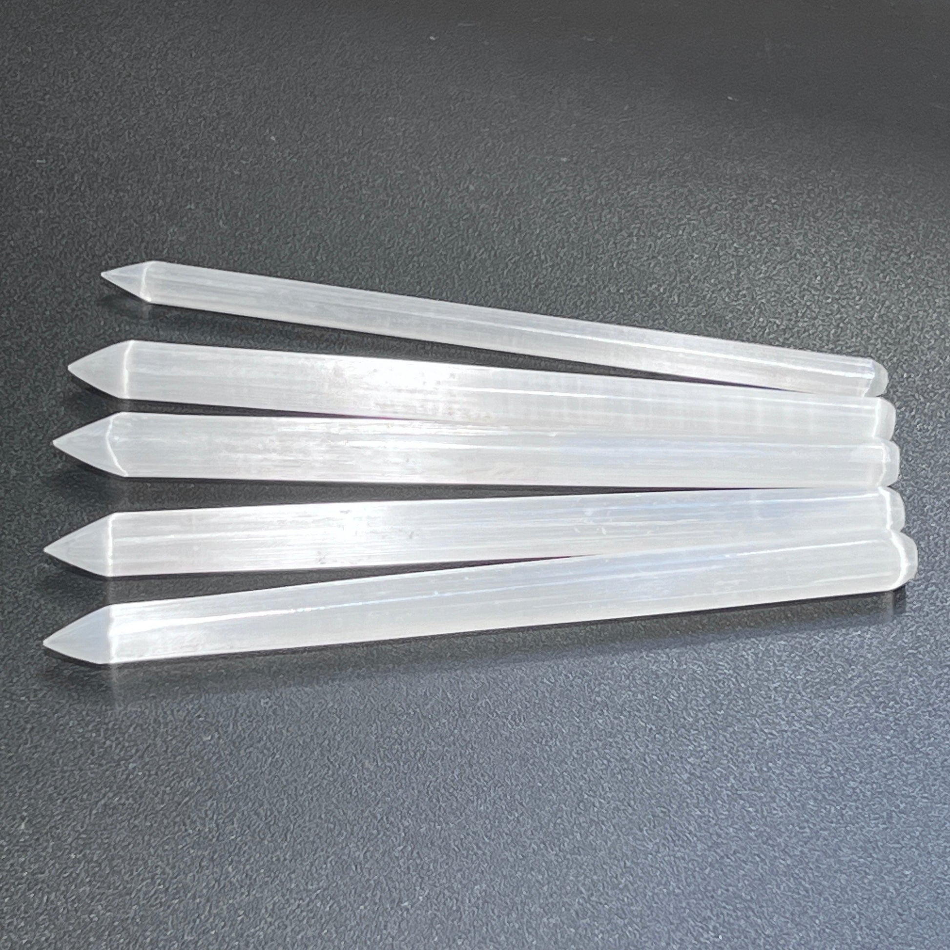 Selenite Crystal Wand Point Thin Pencil Shaped Crystal Carving