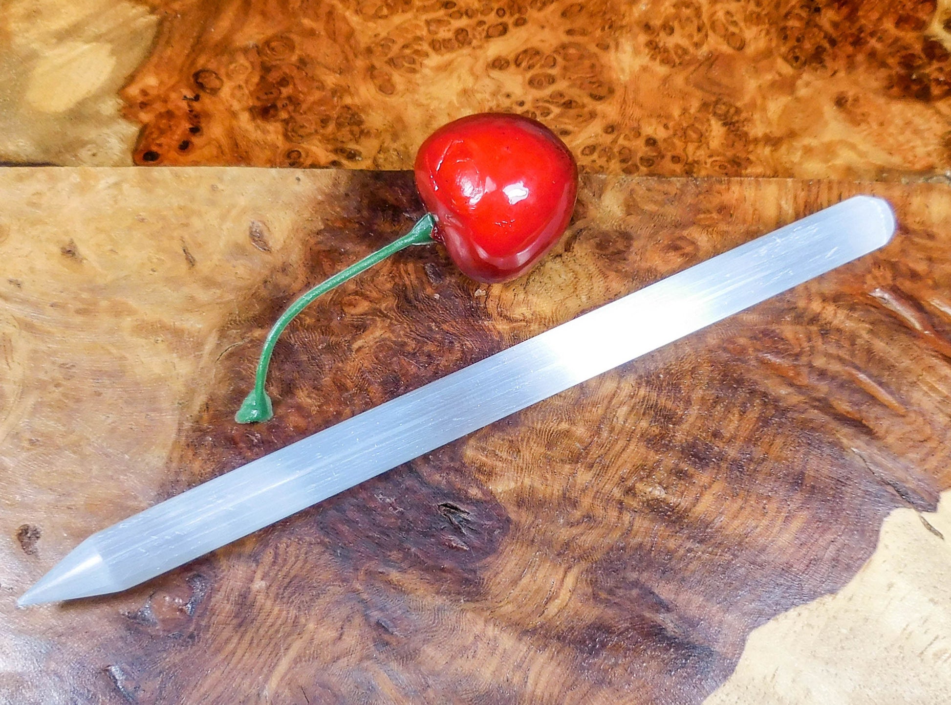 Selenite Crystal Wand Point Thin Pencil Shaped Crystal Carving