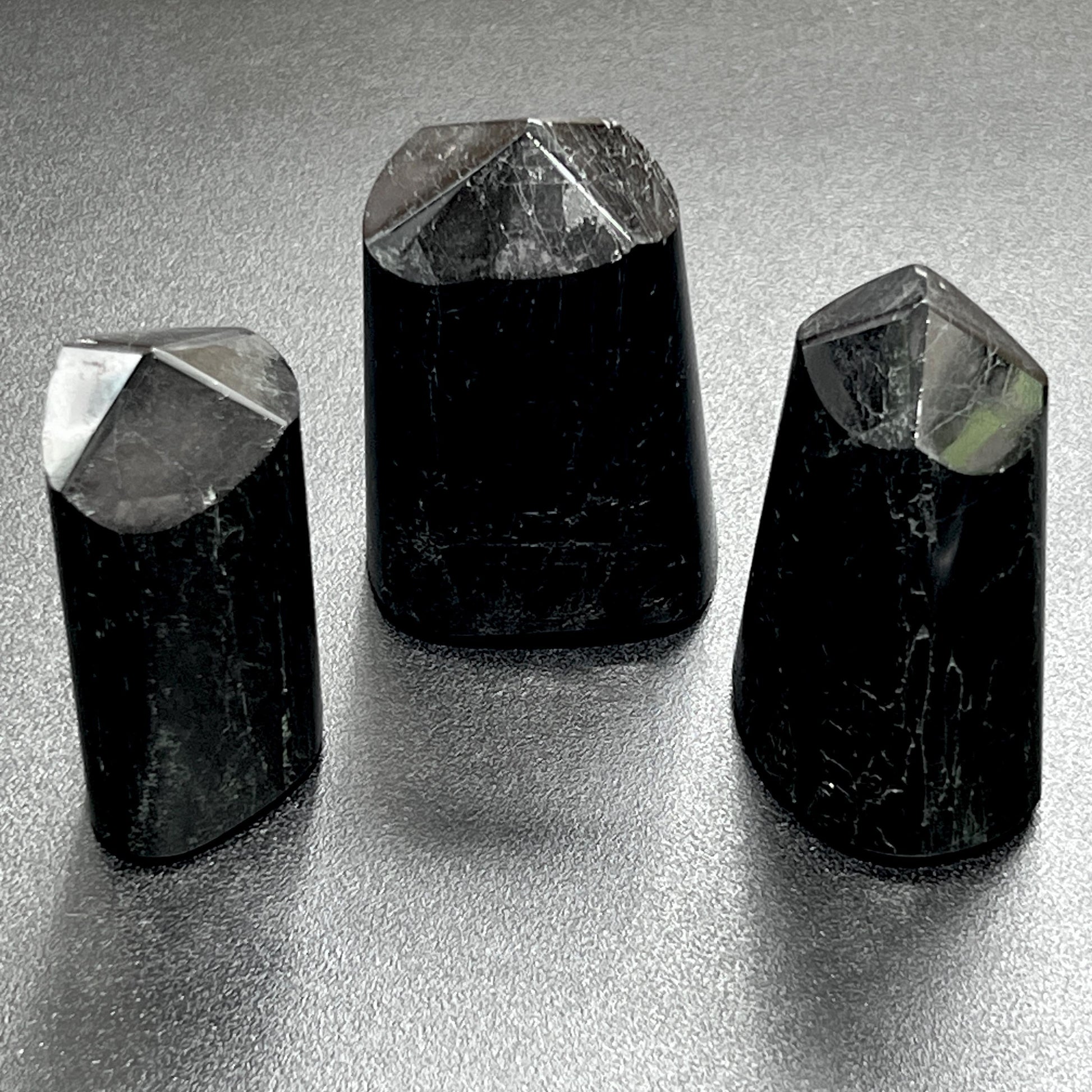 Black Tourmaline Point Tower Carving Gemstone Statue Home Decor Supply