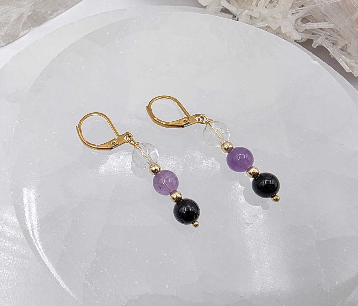 Sacred Space Clear Quartz, Amethyst & Black Onyx 3-Piece Jewelry Set – alternate gallery image
