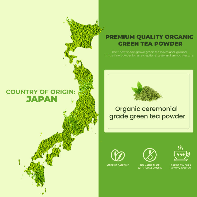 Authentic Japanese Ceremonial Matcha Tea Powder, Organic 4 oz