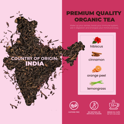 Organic Cinnamon Hibiscus Tea for Heart Health - Caffeine Free