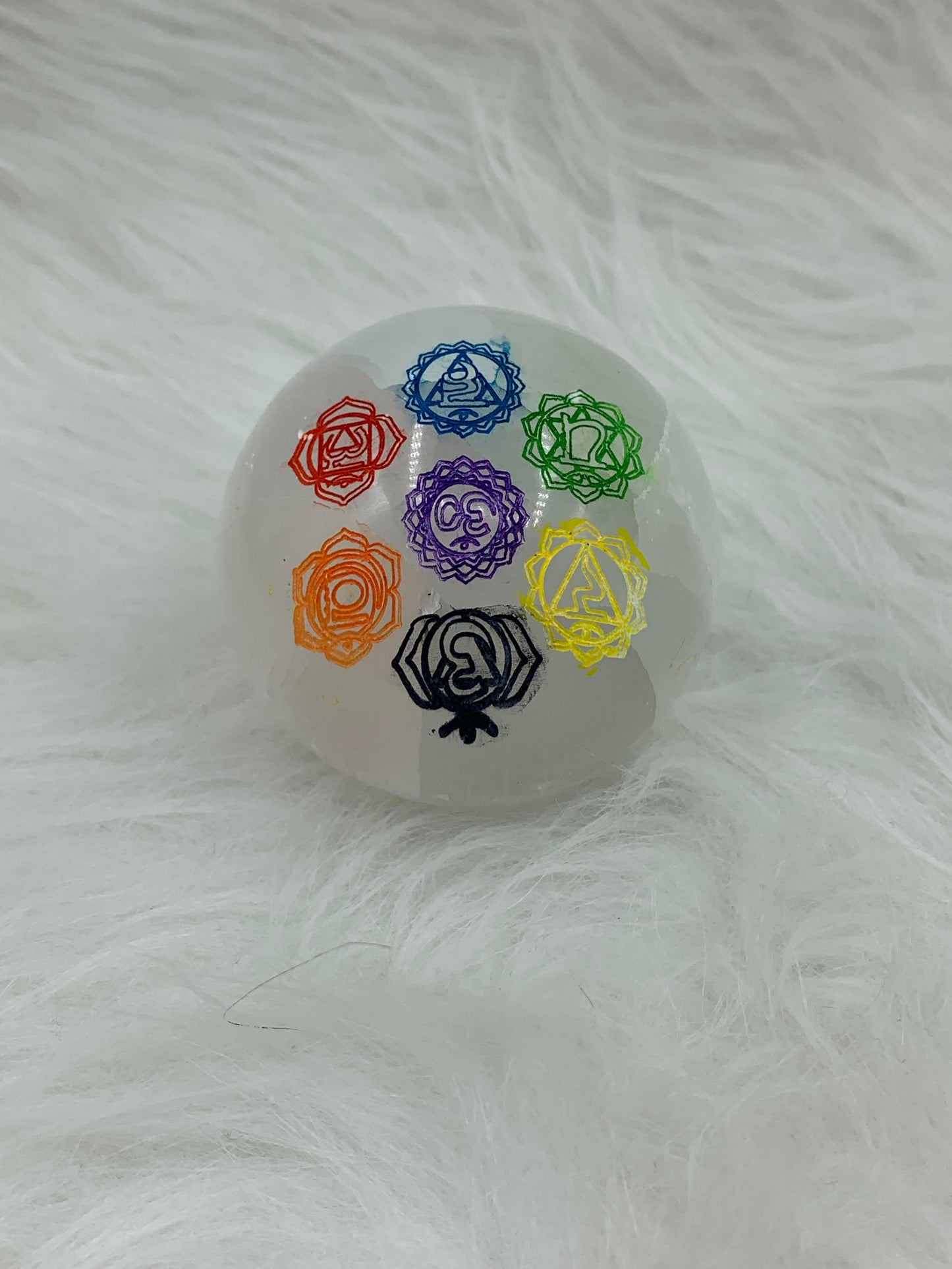 Chakra Selenite Sphere