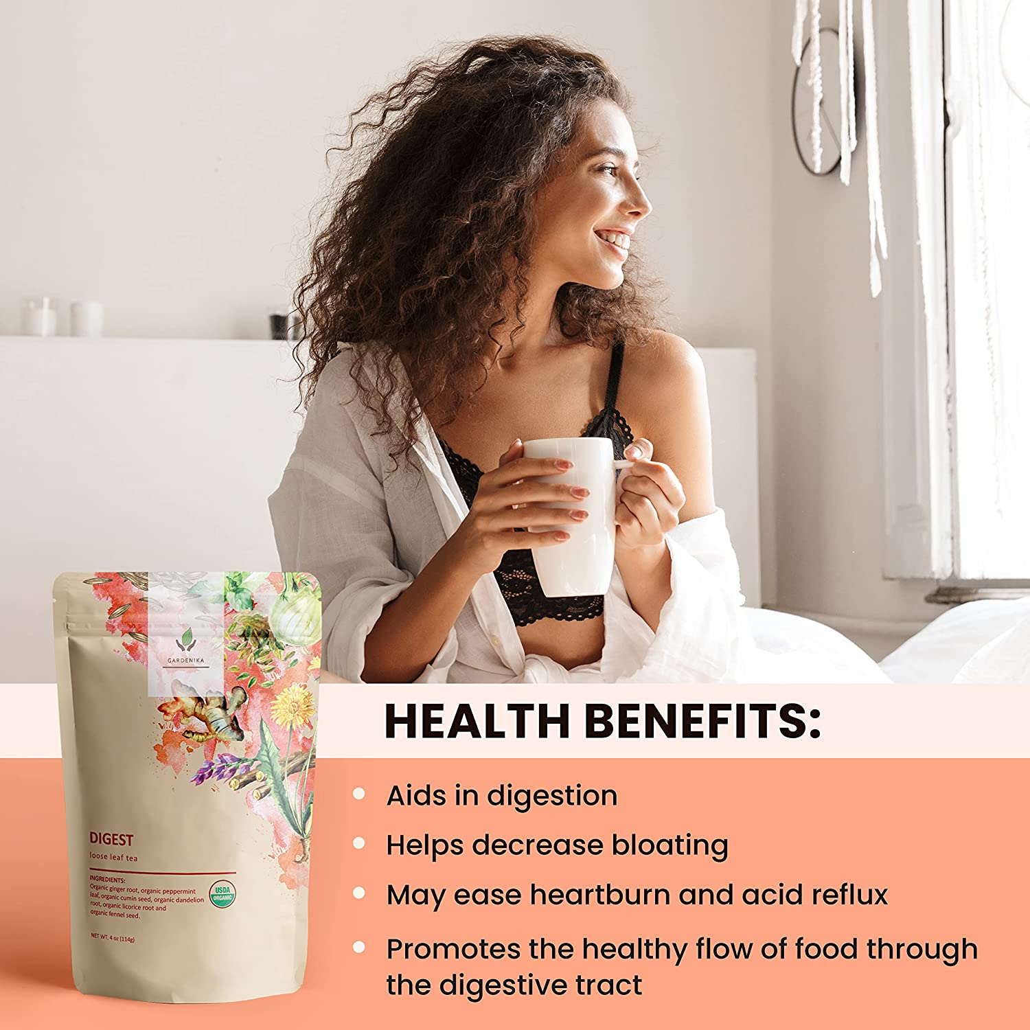 USDA Organic Digest Loose Leaf Tea, Caffeine-Free, 4 oz