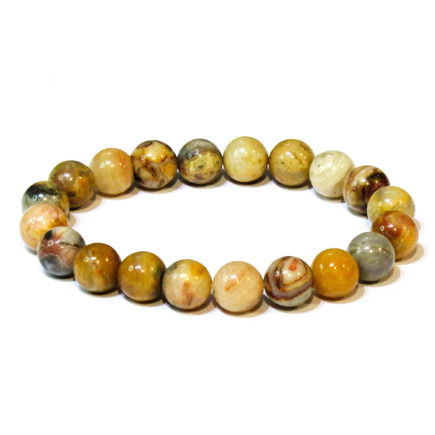Crazy Lace Agate Round Bead Bracelet - Celebration Energy