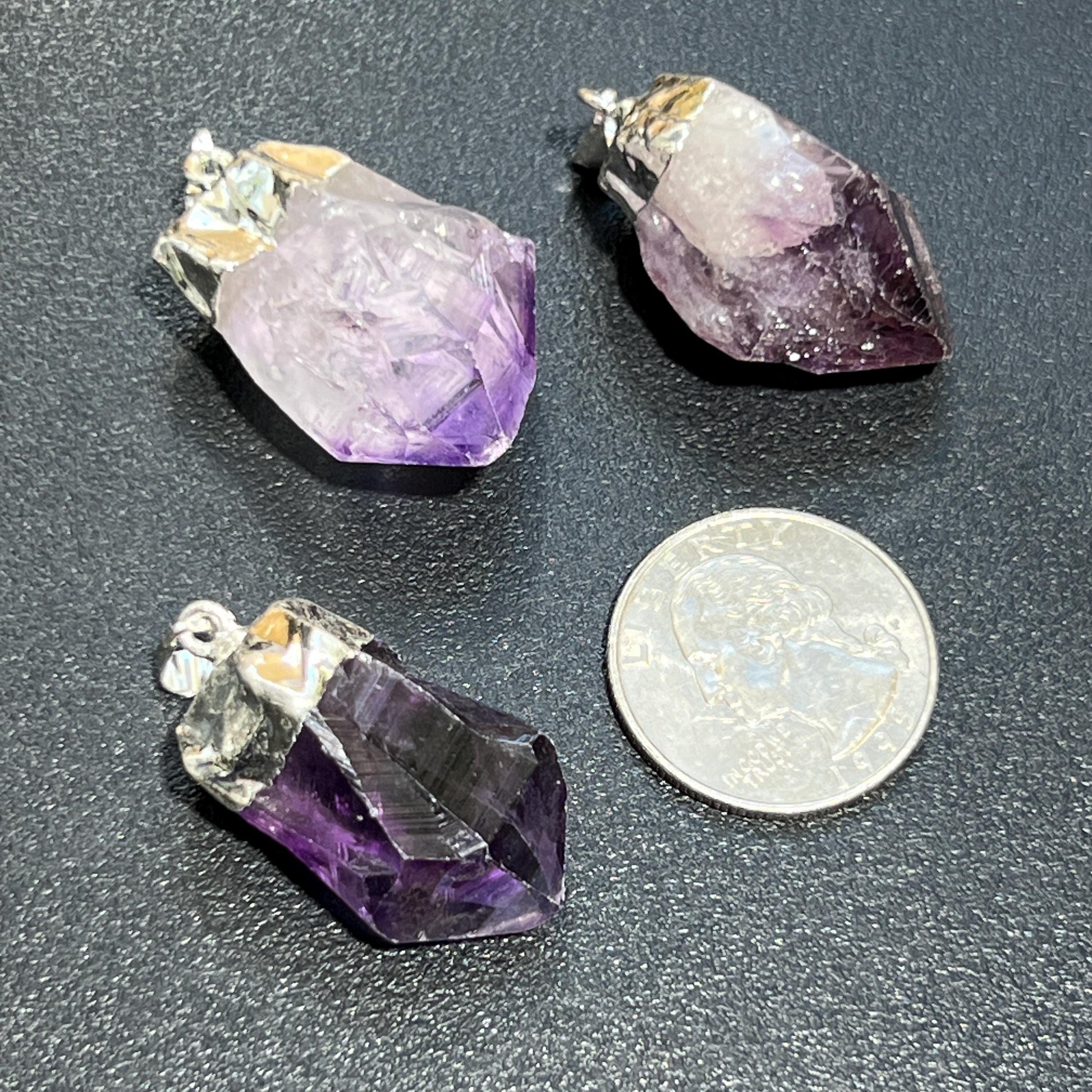 Purple Amethyst Crystal Point Pendant (Silver Plated) Wholesale