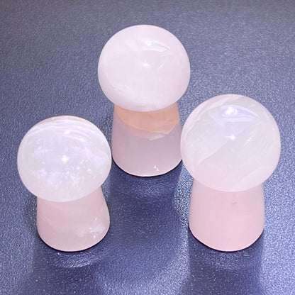 Pink Mangano Calcite Mushroom (UV Reactive) Gemstone Carving