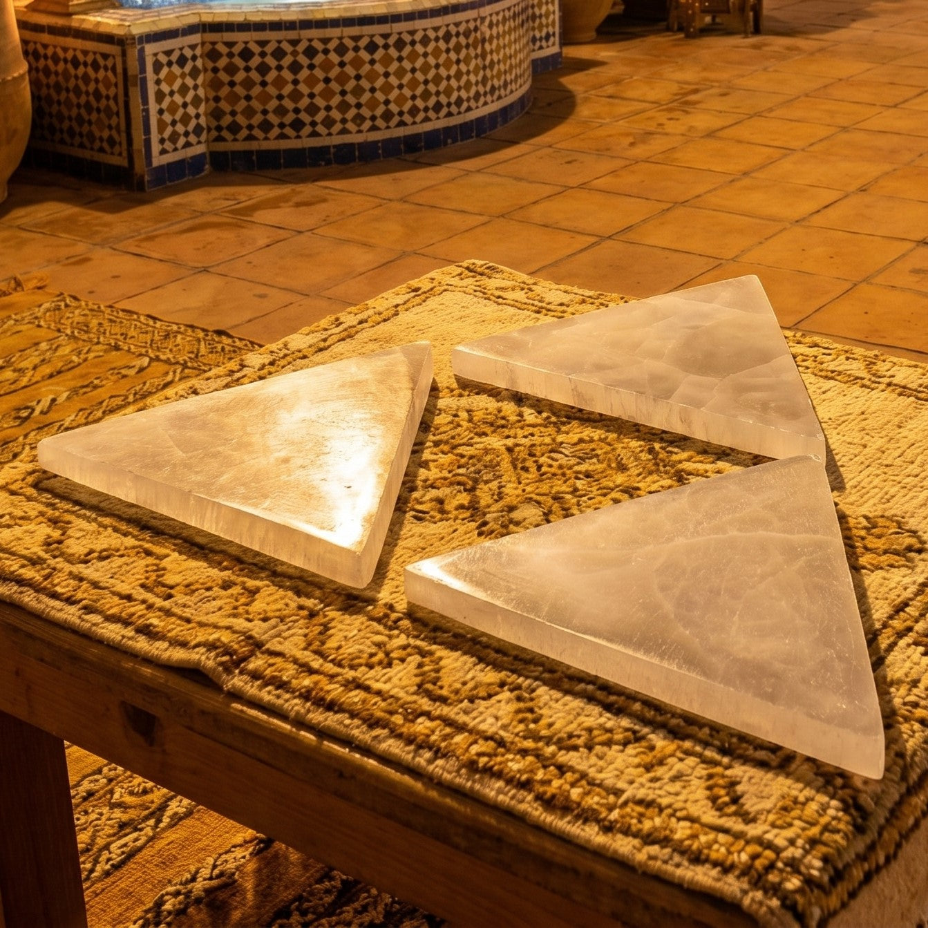 Selenite Crystal Triangle Plate (6 Inches) Wholesale Lot Polished Gemstone Carving Decor