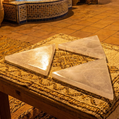 Selenite Crystal Triangle Plate (6 Inches) Wholesale Lot Polished Gemstone Carving Decor
