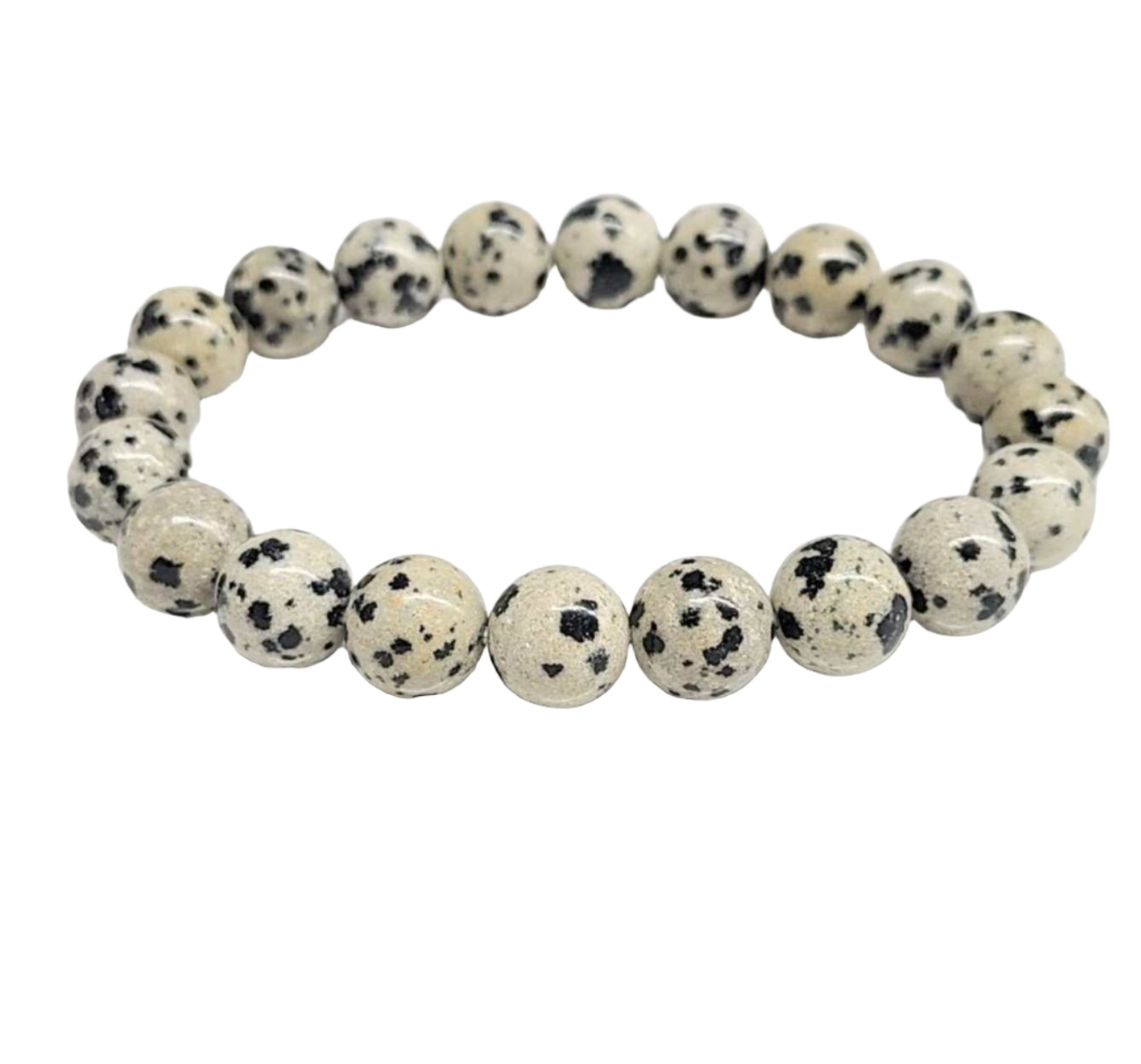 Dalmatian Jasper Round Bead Bracelet - Playful Loyalty
