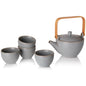 Sleek Elegant Dojo Teapot and Cups with Wooden Handle
