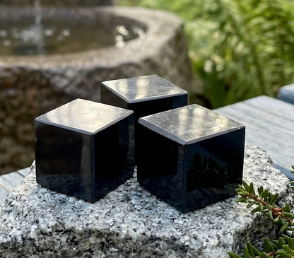 Black Shungite Cube Block Gemstone Decor Supply