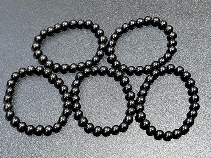 Black Shungite Bead Stretch Bracelet (8mm Beads) Gemstone Jewelry Supply