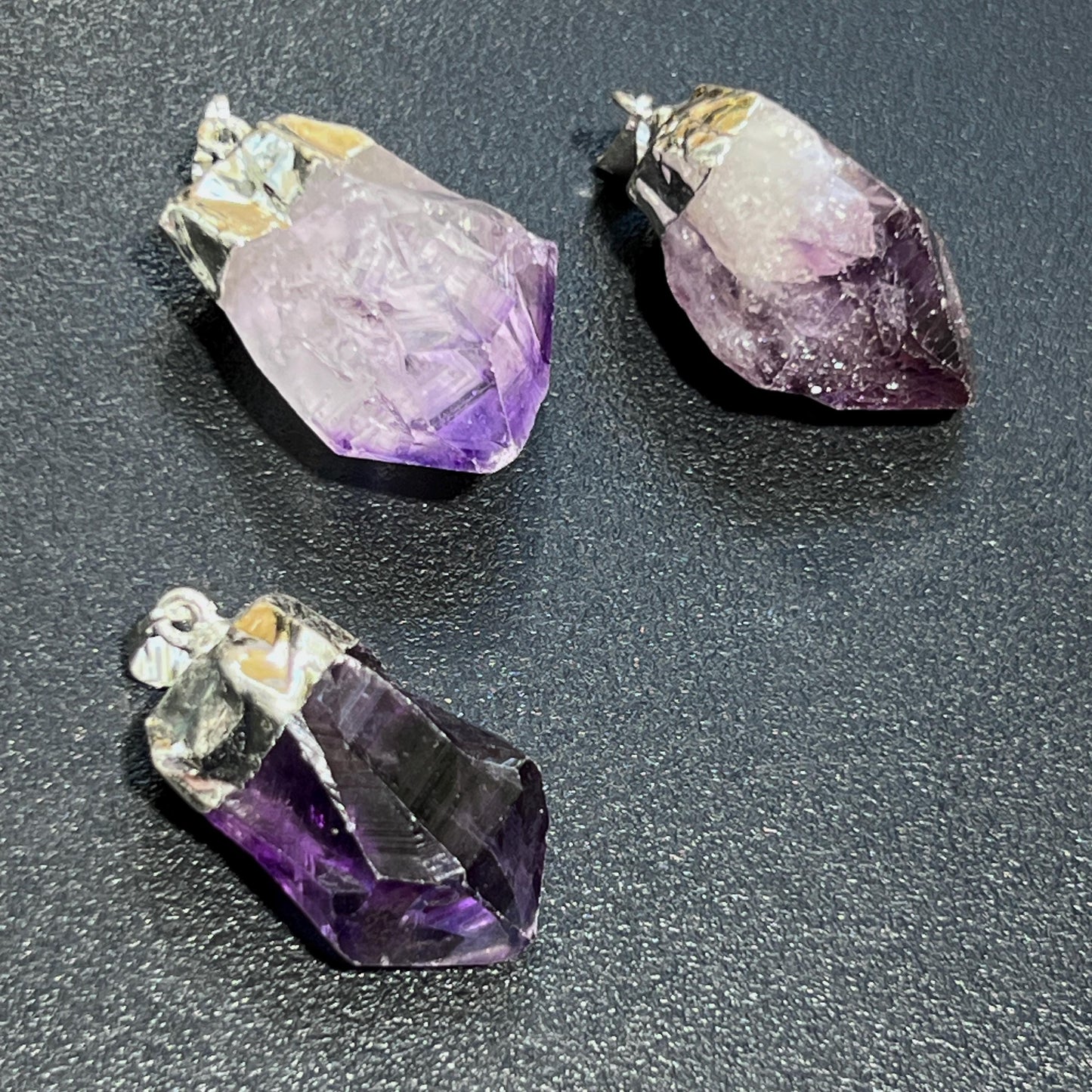 Purple Amethyst Crystal Point Pendant (Silver Plated) Wholesale