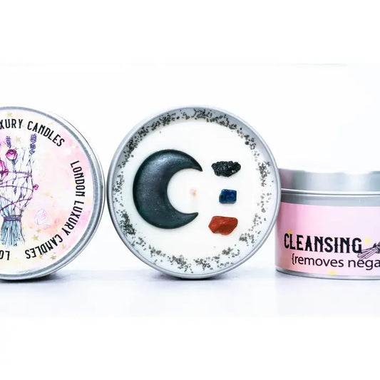 Crystal Infused Cleansing Soy Candle with Palo Santo