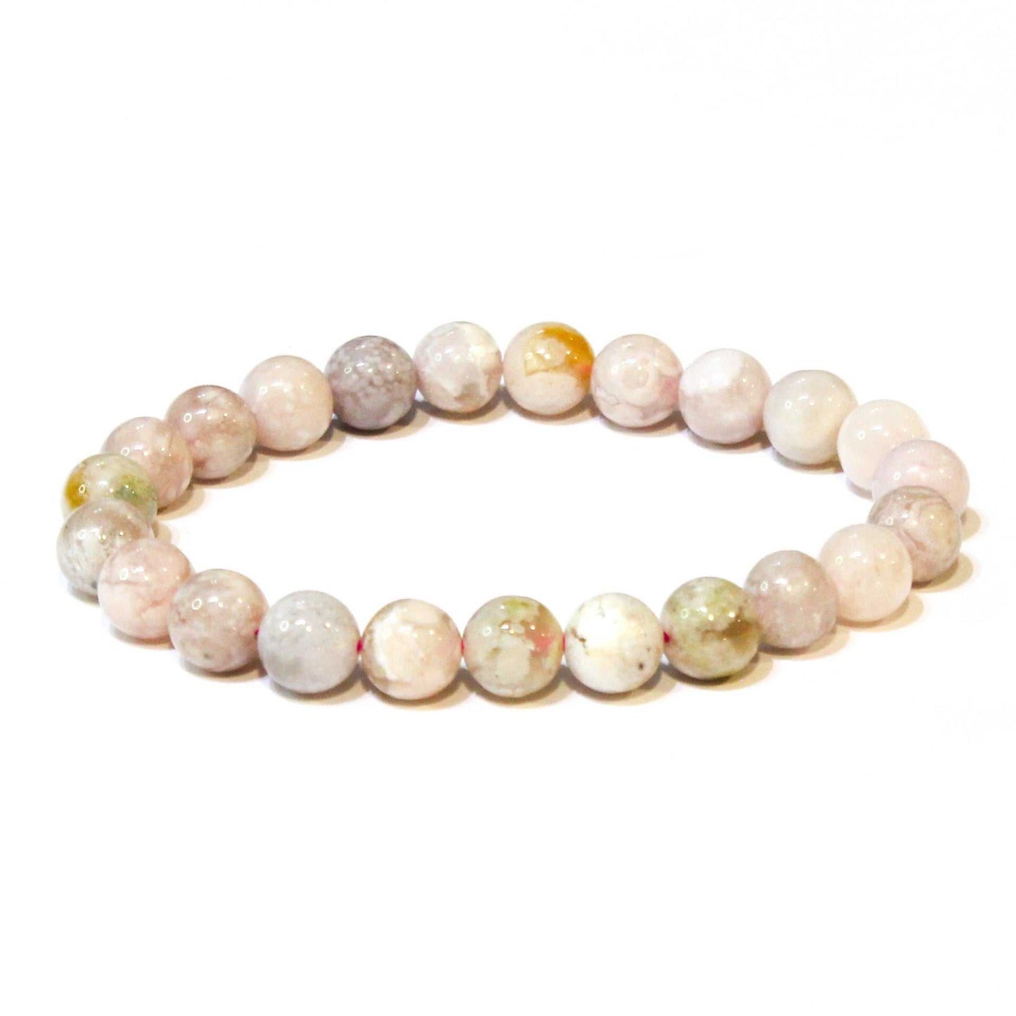 Flower Agate Round Bead Bracelet - Joyful Growth