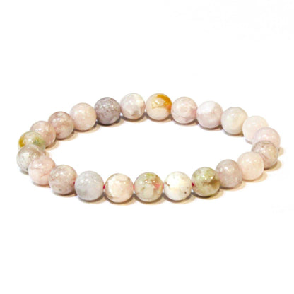 Flower Agate Round Bead Bracelet - Joyful Growth