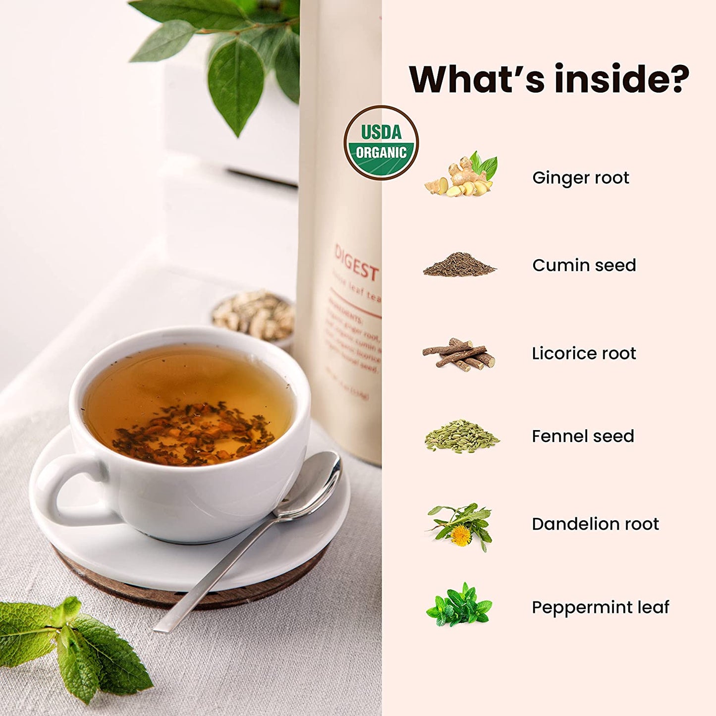 USDA Organic Digest Loose Leaf Tea, Caffeine-Free, 4 oz