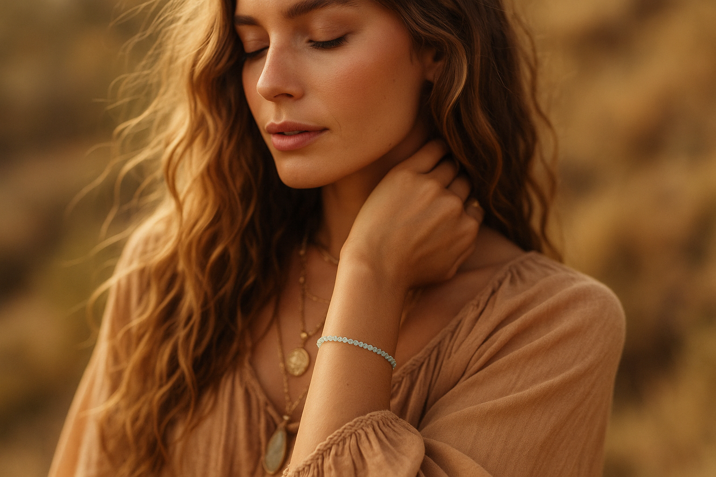 Aquamarine Round Bead Bracelet - Emotional Healing