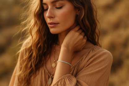 Aquamarine Round Bead Bracelet - Emotional Healing