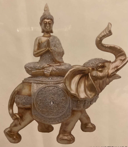 Gold Tibetan Buddha on Elephant