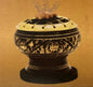 Engraved Black Brass Charcoal Burner With Wood Coaster