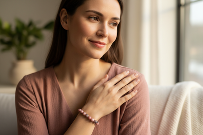 Rhodonite Round Bead Bracelet – 4mm, 6mm, 8mm or 10mm – product gallery image