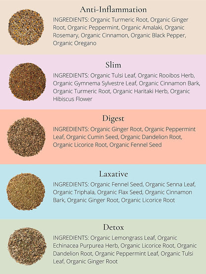 Organic Caffeine-Free Herbal Tea Sampler, 120+ Cups