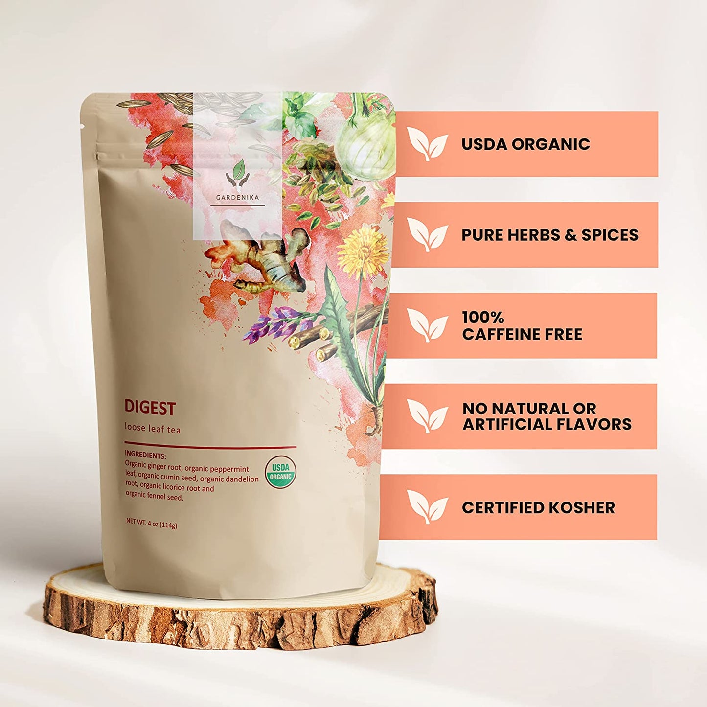USDA Organic Digest Loose Leaf Tea, Caffeine-Free, 4 oz
