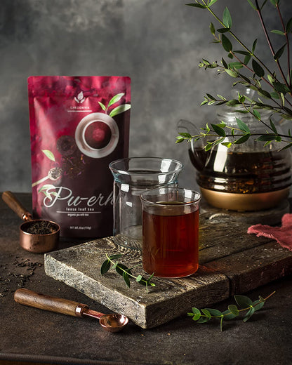 Organic Puerh Tea Loose Leaf, Chinese Black, Healing Blend