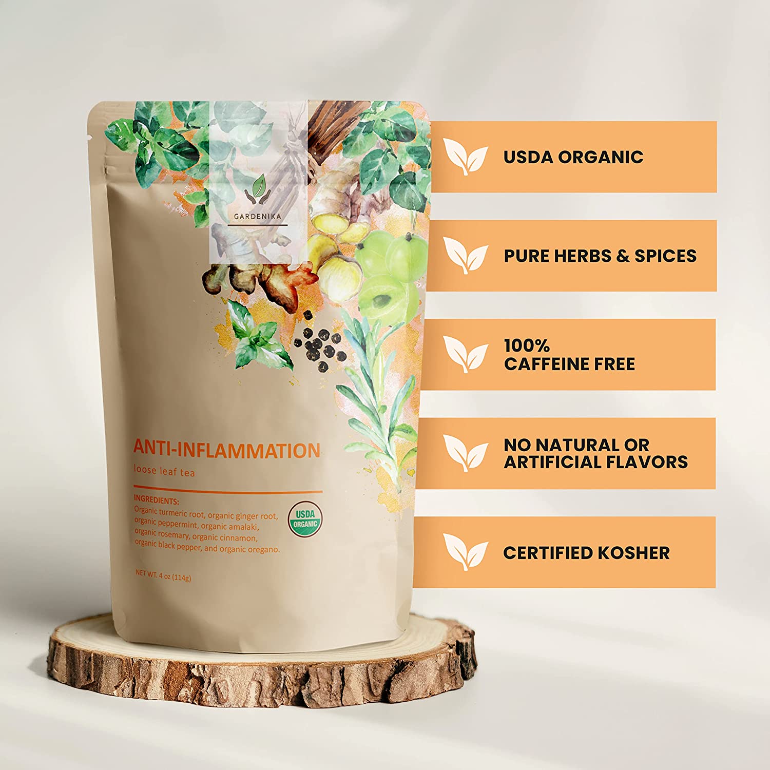 USDA Organic Anti-Inflammatory Herbal Tea, Loose Leaf