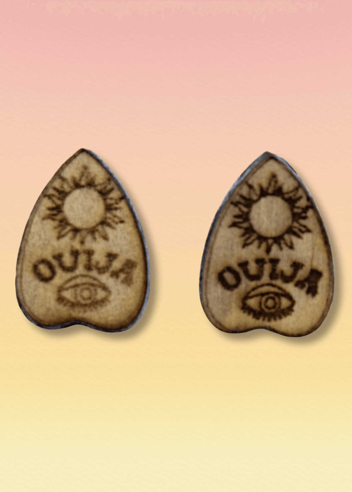 Ouija Planchette Wooden Earrings