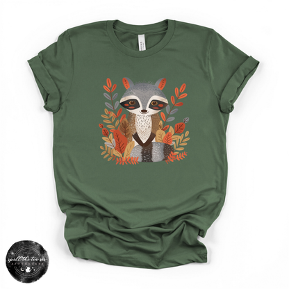 Fall Cartoon Raccoon Tee | Cute Autumn Trash Panda Graphic T-Shirt – secondary product image