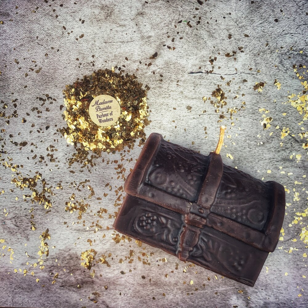 Beeswax Treasure Chest Spell Candle