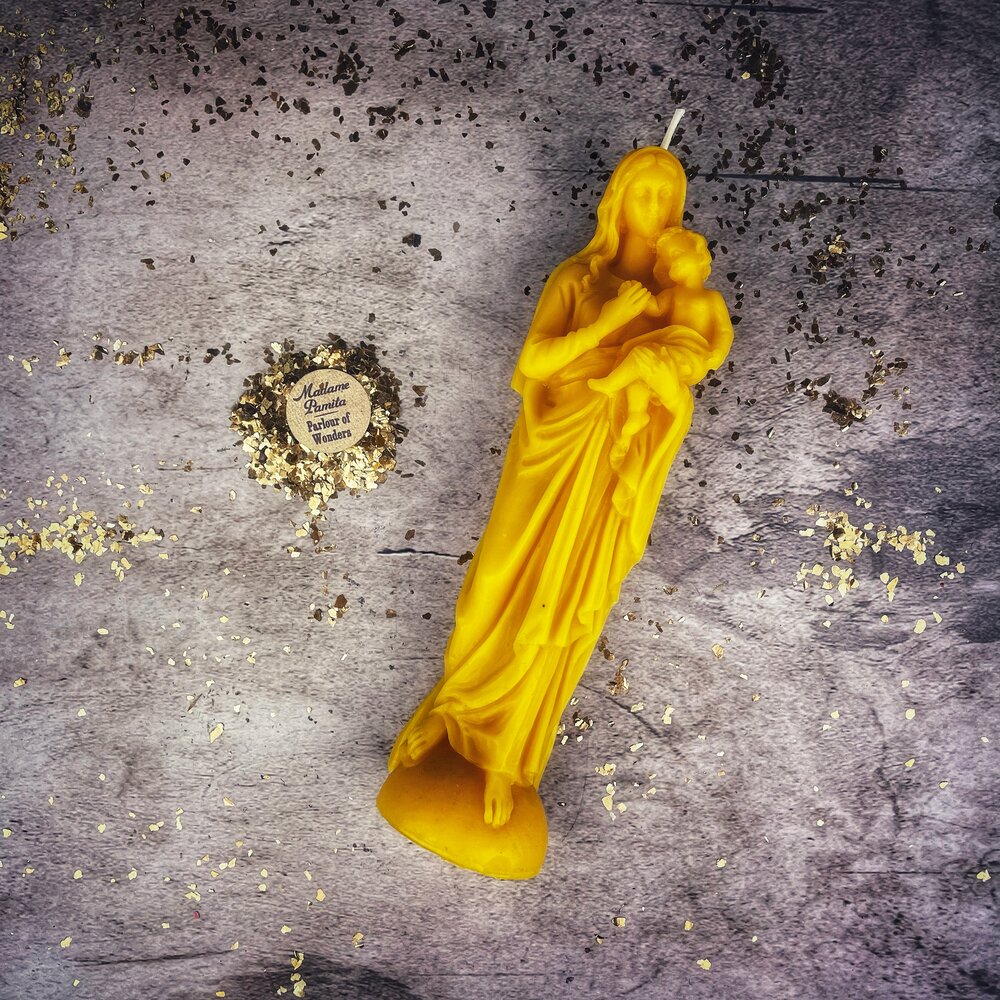 Beeswax Mother Mary Spell Candle