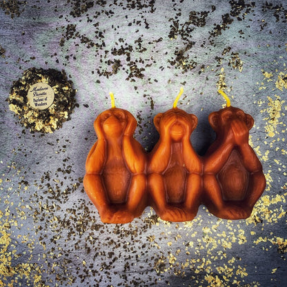 Beeswax Stop Jealous Gossip Three Monkeys Spell Candle