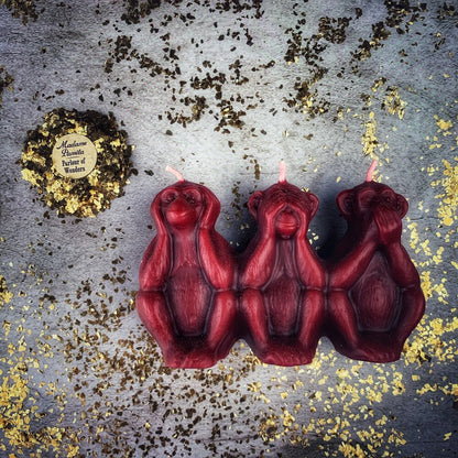 Beeswax Stop Jealous Gossip Three Monkeys Spell Candle