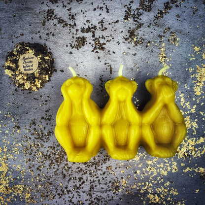 Beeswax Stop Jealous Gossip Three Monkeys Spell Candle