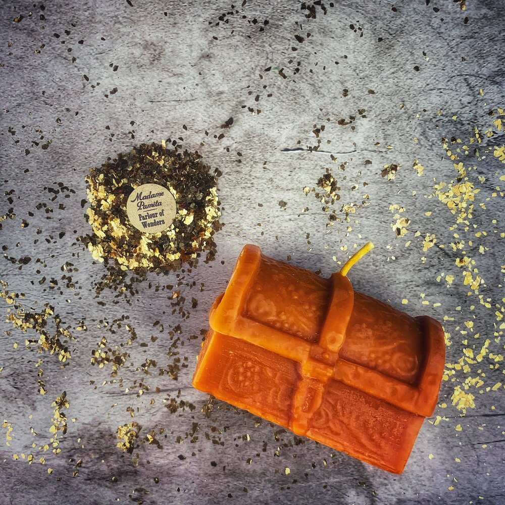 Beeswax Treasure Chest Spell Candle