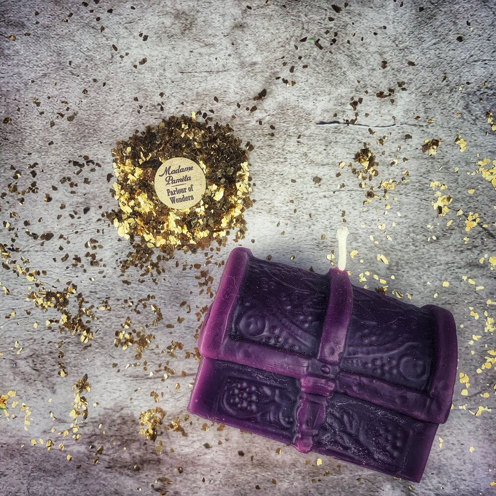 Beeswax Treasure Chest Spell Candle
