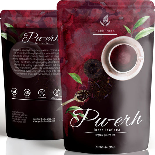Organic Puerh Tea Loose Leaf, Chinese Black, Healing Blend
