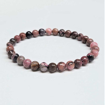 Rhodonite Round Bead Bracelet – 4mm, 6mm, 8mm or 10mm – additional product image