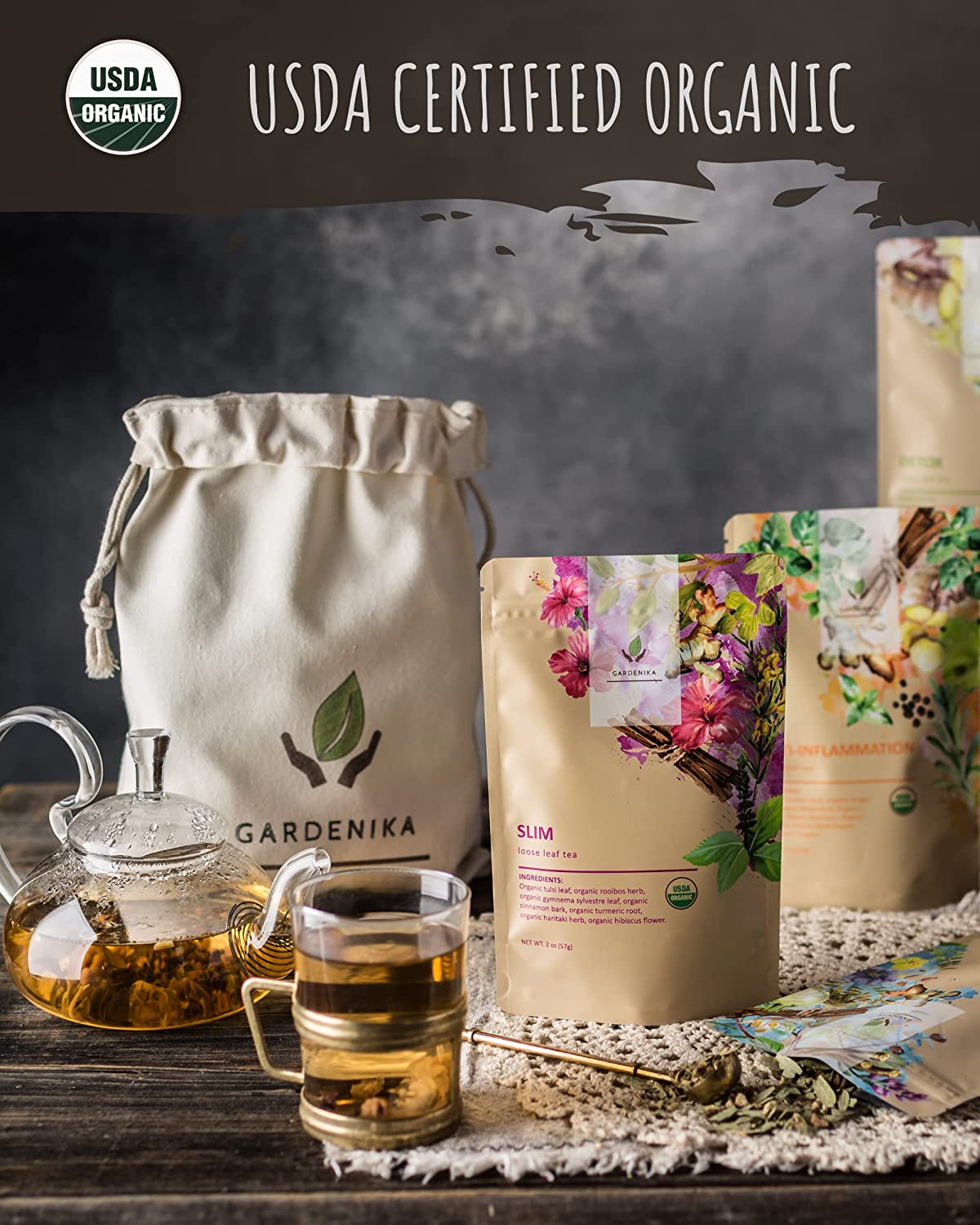 Organic Caffeine-Free Herbal Tea Sampler, 120+ Cups