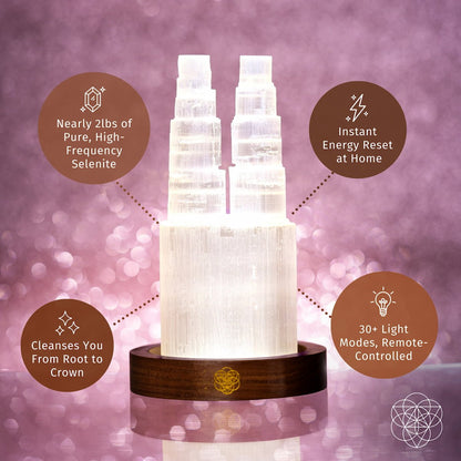 Two-Tower Selenite Lamp – Deep Energy Cleanse & Reset