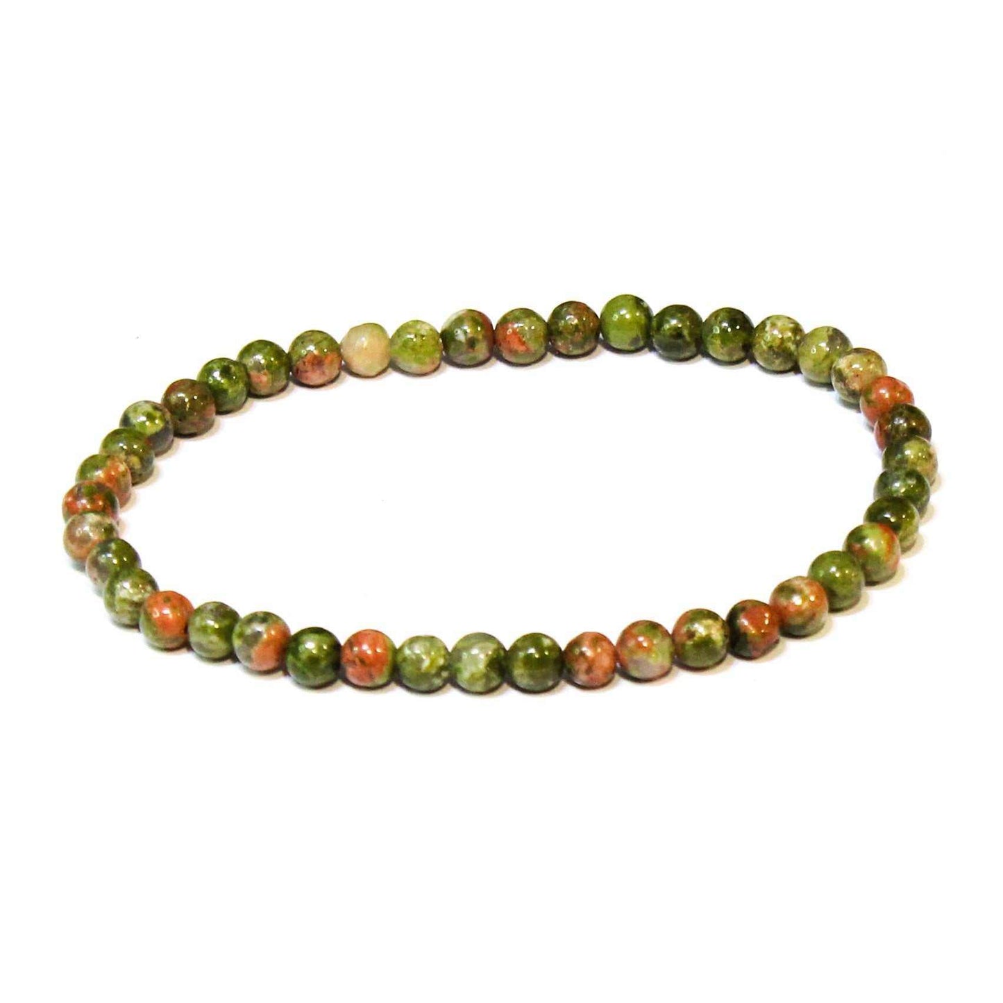 Unakite Round Bead Bracelet - Heart Guardian